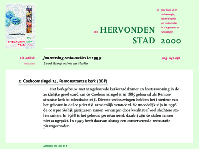  ; Coehoornsingel 14, Remonstrantse kerk (2.), 1999